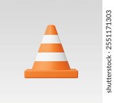 3d Realistic Traffic cone vector illustration