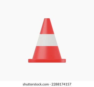 3d Ilustración vectorial del cono de tráfico realista.