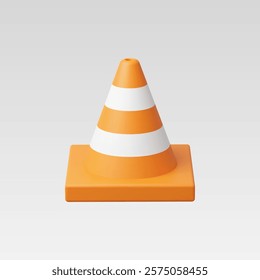 3d Realistic Traffic cone vector illustration