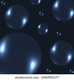 3d realistic Transparent water Bubbles background. Soap bubbles 3d backdrop. Vector illustration can used web banner poster design. EPS 10