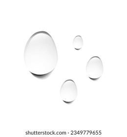 3D Realistic Transparent Water Droplet On White Isolated Background