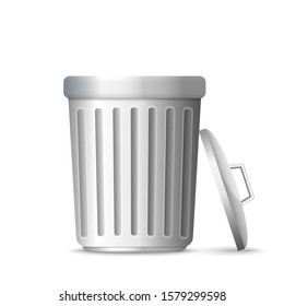 3d realistic trashcan. Trash can garbage