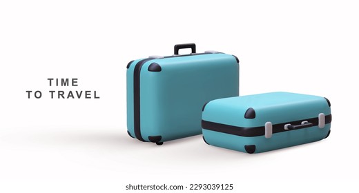 3D realistic travel bags on white background. Vector illustration.