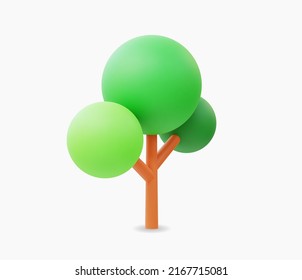 3d Ilustración vectorial del icono de árbol realista.