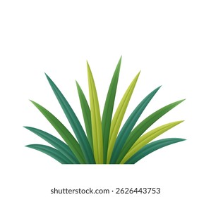 3d Realistic tropical green plant with long leaves, perfect for botanical design, landscaping visuals, or nature themes. 3d rendering. Vector illustration