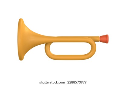 3d realistic trumpet for music concept design in plastic cartoon style. Vector illustration.