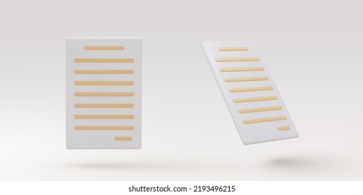 3d realistic two documents icon. Vector illustration.