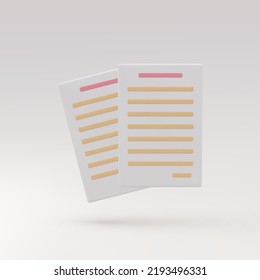 3d realistic two documents icon. Vector illustration.