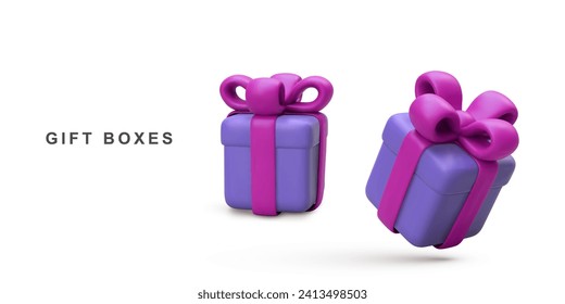 3d Realistic of two gift box isolated on white background. Vector illustration.