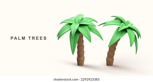 3D realistic two palm trees. Vector illustration.