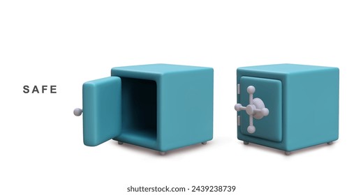 3d realistic two safes. Vector illustration.