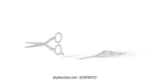 3d realistic two Scissors on a white  background. Vector illustration.