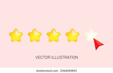 3d realistic unique icon concept five stars mouse cursor customer vector design.vector icon 3d illustration