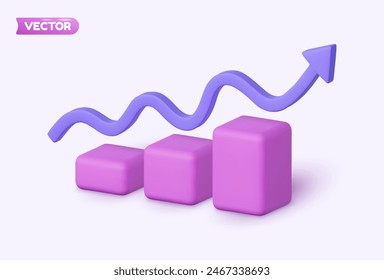 Flecha 3D realista hacia arriba. Representa una estrategia empresarial satisfactoria. Ilustración vectorial.