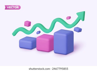 3D realistic upward arrow. Represents successful business strategy. Vector illustration.