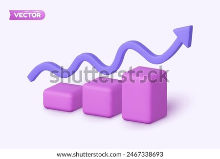 3D realistic upward arrow. Represents successful business strategy. Vector illustration.