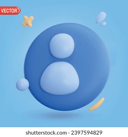 3D realistic user cartoon vector concept. 3d vector render illustration