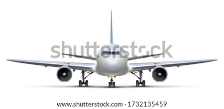 3d realistic vector airplane. Isolated on white background aircraft, front view. Stockfoto © 