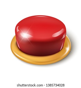 3D realistic vector alarm emergency red button to push.