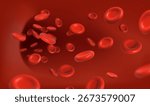 3d realistic vector background. Blood cells flowing in the artery banner. Anemia banner, medical cholesterol or diabetes treatment.