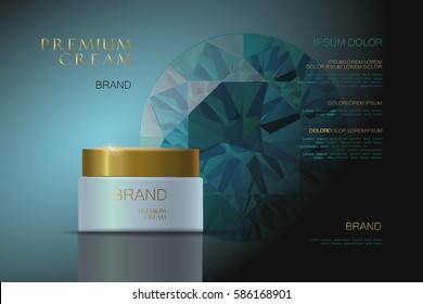3d realistic vector background cosmetic ads Premium Cream. packaging for cosmetics. skin care. vector illustration