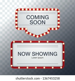 3d realistic vector background retro lightbox billboard for cinema, bar show or restaurant