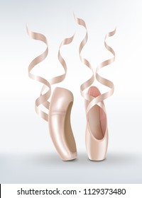 3d realistic vector ballet shoes, isolated illustration.