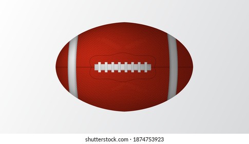 3d realistic vector base of american football or rugby oval ball sport with white background isolated