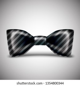 
3d realistic vector black bow tie with stripes.