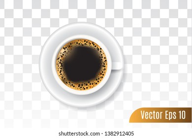 3d realistic vector of black coffee on isolated background from top