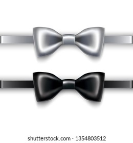 3d realistic vector black and white bow tie.