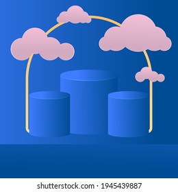 Podio azul vectorial realista 3D para su promoción de medios