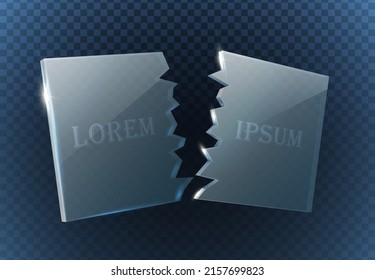 3d realistischer Vektorgrafik. Banner aus zerbrochenem Glas. Einzeln auf transparentem Hintergrund.