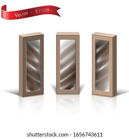 3d realistic vector brown
 mock up of chocolate bar cardboard box. Isolated illustration.