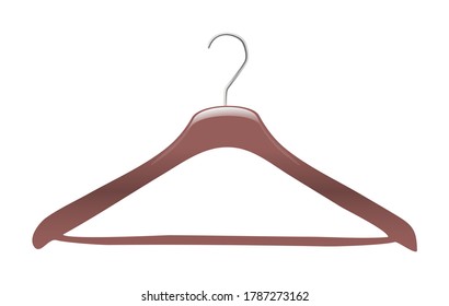 3d realistic vector clothes hanger. Isolated on white background.