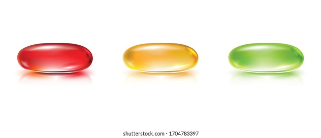 3d realistic vector collection of colorful pill capsules. Isolated icon illustration on white background.