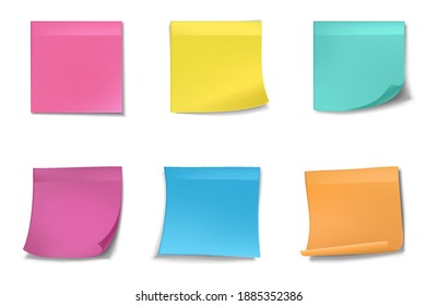 3d cuadrados vectoriales de papel colorido realistas para notas.