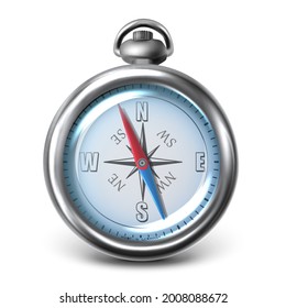3D realistic vector compass icon. Isolated on white background.