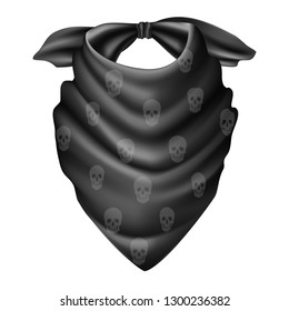 3d realistic vector cowboy black bandana with sculls.