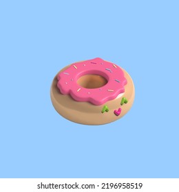 3d realistic vector donut Falling glazed donuts with sprinkles. Donut With Sprinkles Eating Isolated On Blue Background. Vector illustration 