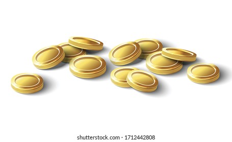 3d-realistische Vektorillustration goldene Münzen. Einzige Symbol-Illustration auf weißem Hintergrund.