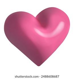 3D realistic vector heart. Social media emoji. Valentine's day concept. Pink plastic heart icon. Love mood. Creative design isolated on white background. EPS 10.