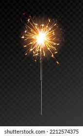 3d realistic vector icon. Bengal fire sticks, isolated. Sparkles fireworks.