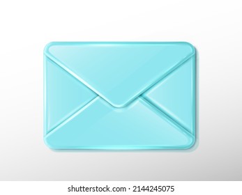 3d realistic vector icon. Blue envelope. Isolated on background.