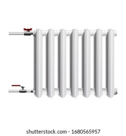 3d realistic vector icon of central heating battery, radiator. Isolated on white.