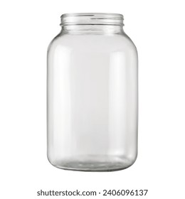 Icono vectorial 3d realista. Frasco De Vidrio.Jar De Vidrio Completo Limpio Para Marcas