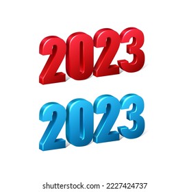 3d realistic vector icon. Happy new year 2023 numbers.