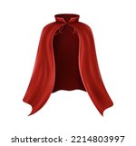 3d realistic vector icon illustration. Red cape.  Flowing, wavy fabric for carnival, vampire, witches or illusionists.