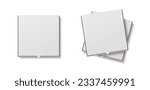 3d realistic vector icon illustration set. Top view cardboard pizza box.