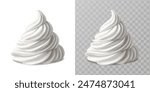 3d realistic vector icon illustration. Whipped cream or soft ice cream. Isolated on white background.